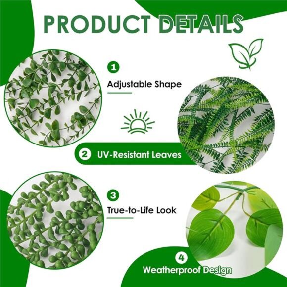 4Pcs Fake Plants Hanging Artificial Ivy Vine Faux Eucalyptus Hanging Plants - Picture 3 of 7